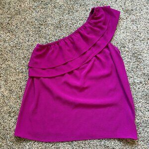Apt. 9 One Shoulder Violet Ruffled Chiffon Top NWOT